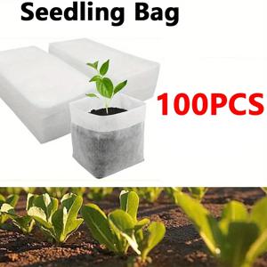 100pcs 생분해 성 씨앗 보육 가방, 부직포 식물 GrowBags, 패브릭 묘목 냄비 식물 주머니, 홈 가든 공급