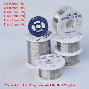 Irongien 고순도 납땜 와이어 8g50g/롤 혼합 주석 로진 코어 직경 0.6-1.5mm 전기 납땜용 납땜 와이어