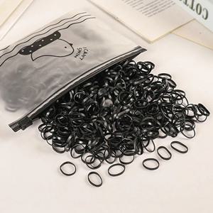 1000/2000개 색상 어린이용 일회용 고무줄 검정 투명 고탄성 머리카락 손상 없는 헤어 액세서리 헤어밴드