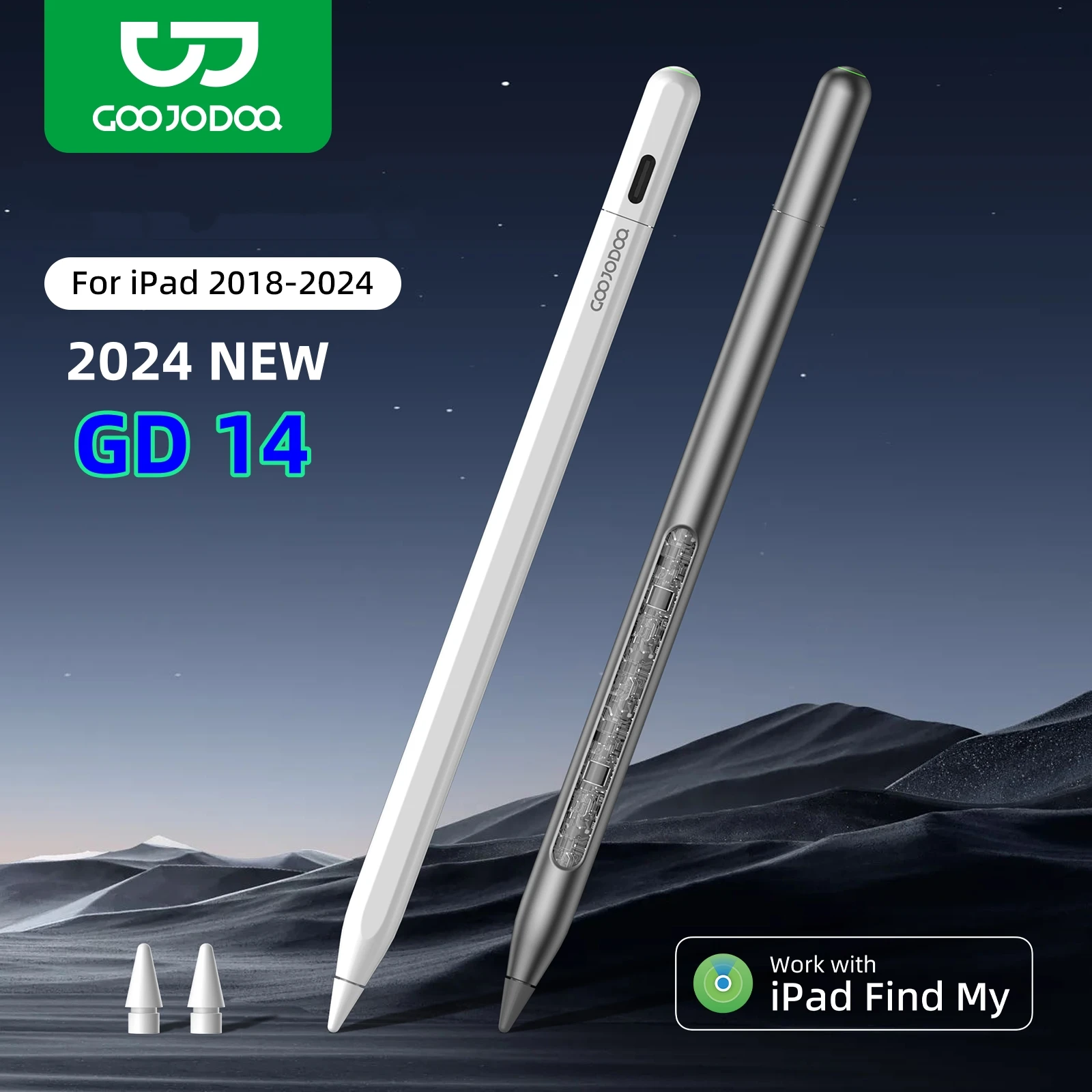 Apple Find My 앱이 포함된 Apple Pencil 2용 iPad Air 6 Pro 13' 2024 Air5 4 iPad Pro 11 12.9(팜 거부 기능 포함)용 iPad 연필