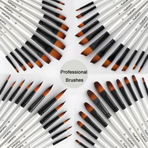 나일론 팁이 있는 12개 아티스트 브러쉬 - 아크릴, 수채화, 구아슈 페인팅을 위한 나무 손잡이 전문 페인트 브러시 세트