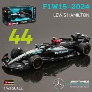 부바고 1:43 메르세데스-AMG 페트로나스 F1 팀 W15 2024 # 44 해밀턴 # 63 조지 러셀 합금 자동차 다이캐스트 모델 장난감 수집품