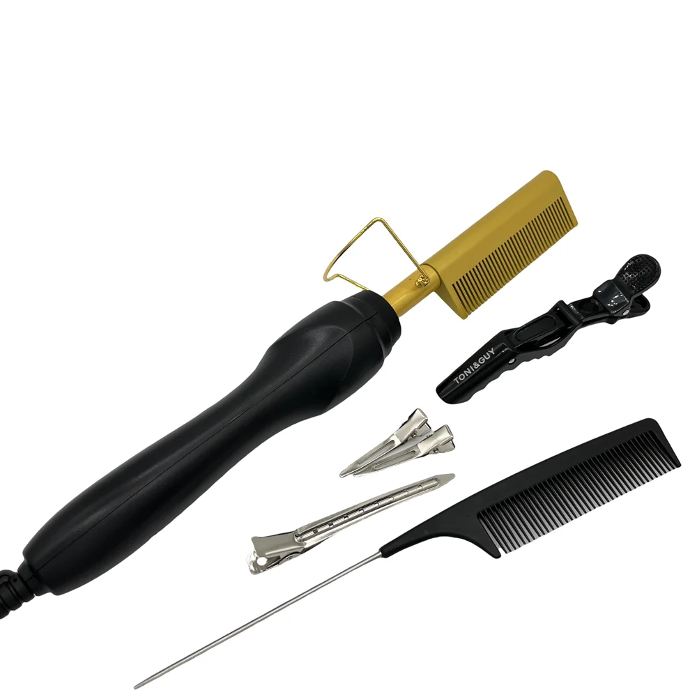 뜨거운 빗 머리 직선 기 브러시 뜨거운 빗 누르면 전기 열 전기 헤어 브러쉬 스타일링 도구 1 세트