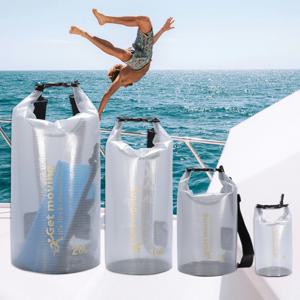 반투명 방수 수영 가방 드라이 자루 2/5/10/15/20L 보트 낚시 래프팅 수영을위한 플로팅 드라이 기어 가방