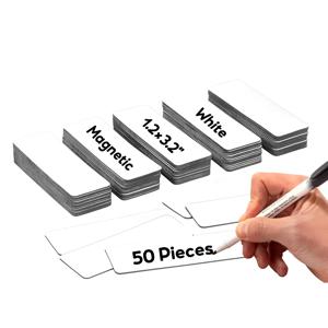 HUSPER 50 Pcs 재사용 가능한 흰색 자기 라벨 1.2x3.2 인치 크기 사물함 및 선반 이름 태그 자석 사무실 학교 조직