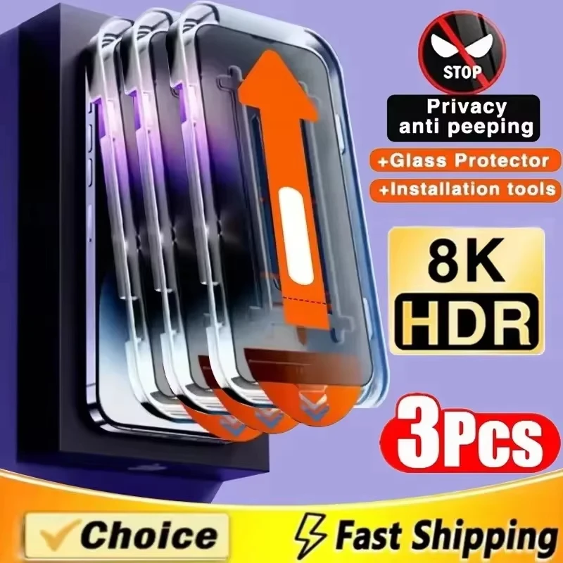 아이폰 17 프로 맥스 16 15 13 11 14 12 에어 16E 미니 SE 7 XR용 발수 코팅 프라이버시 스크린 보호필름 (먼지 없는 설치)