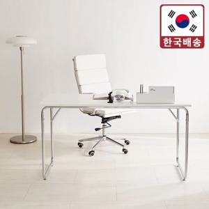 미드센츄리 모던 플레인 크롬 일자형 철제 책상 1200 1400