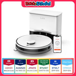 ILIFE A30 PRO 5000Pa 흡입력, 로봇 청소기 및 물걸레 청소 기능 결합, 자동 먼지 비움, 60일 용량, 앱/리모컨 지원, 180분 작동 시간