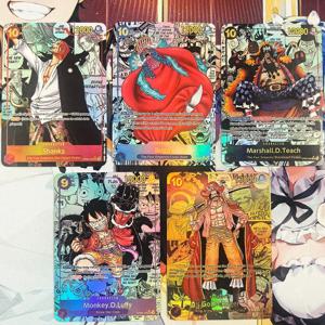 5 개/대 애니메이션 OPCG 만화 컬렉션 카드 영어 Shanks Luffy Gold Roger Buggy Gold 접이식 플래시 카드 양각 어린이 선물