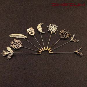 빈티지 타이 핀 남녀 골드 실버 사슴 잎 태양 모양 브로치 핀 웨딩 정장 포켓 패션 쥬얼리 레트로 액세서리