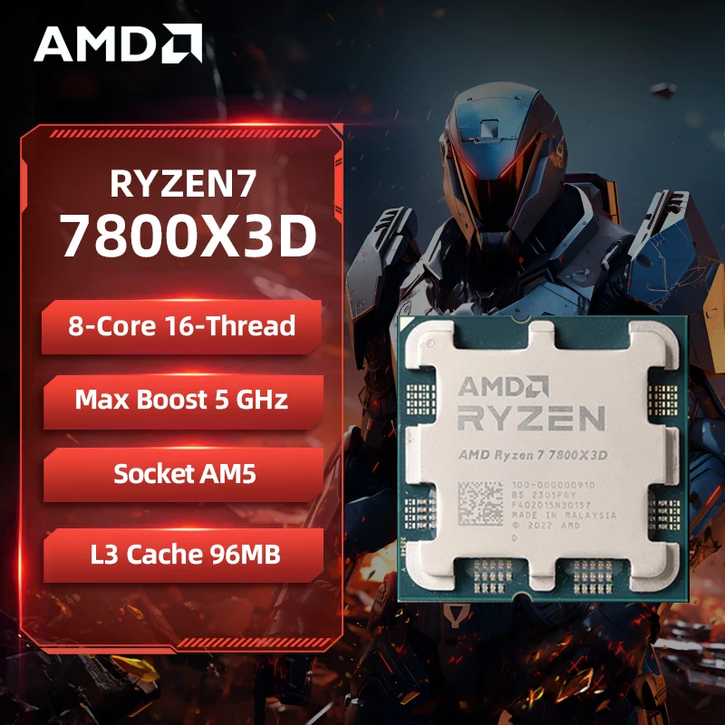 AMD 라이젠 7 7800X3D R7 7800X3D CPU 8코어 16스레드 5GHz 언락 데스크탑 프로세서 소켓 AM5 게이밍 CPU (패키지 제외)