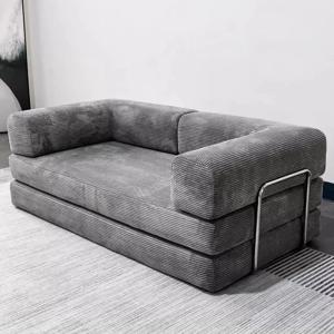 150cm 모던 스타일 에어 컴프레션 패브릭 플란넬 변형 모듈형 거실용 소파, 조립 가능한 테디 소파 베드