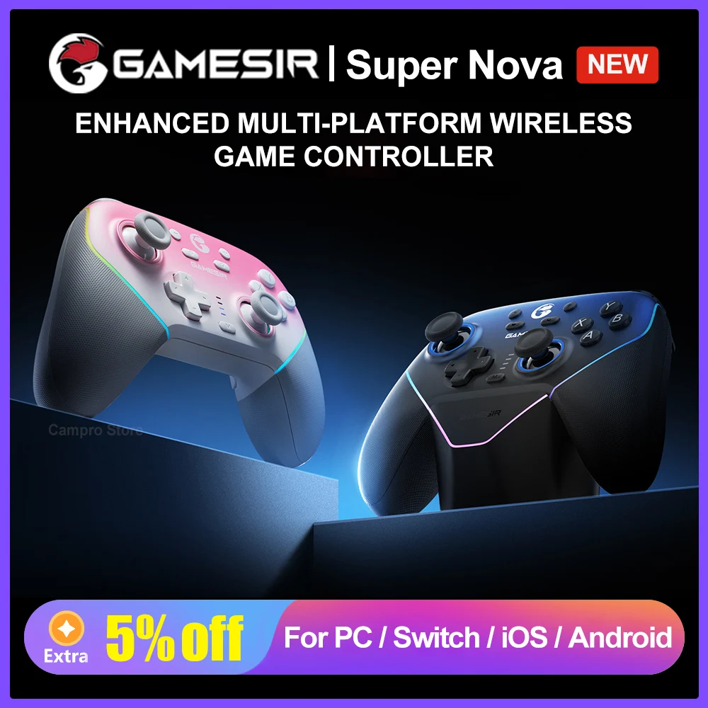 Gamesir Super Nova 무선 컨트롤러 T4N Nova Pro 블루투스 게임패드 홀 이펙트 조이스틱 (PC, 닌텐도 스위치, 안드로이드, iOS용)