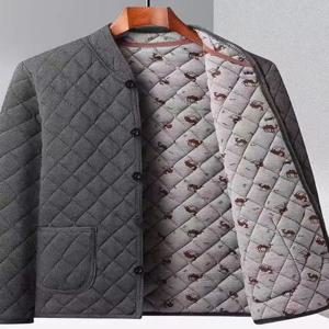 노인 남성을 위한 두꺼운 겨울 면 재킷, 따뜻한 보온성 플리스 안감, 패셔너블한 도시 스타일 긴 소매 스탠드 칼라