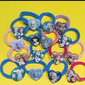 2개 세트 디즈니 만화 겨울왕국 머리끈 고무줄 ACG 펜던트 버스카드 홀더 장난감