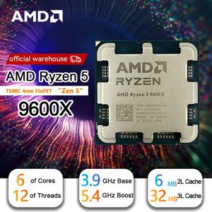 【브랜드+】AMD 뉴 라이젠 5 9600X 프로세서 5.4GHz 6코어 12스레드 38MB 게임 캐시 4NM TDP 65W 소켓 AM5 게이밍 CPU 젠 5