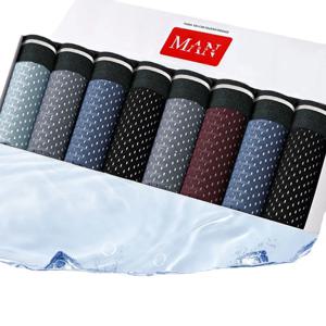 8 개/몫 남자 팬티 얼음 실크 남성 속옷 통기성 여름 남자 반바지 복서 속옷 옴므 대나무 구멍 대형 L-5XL