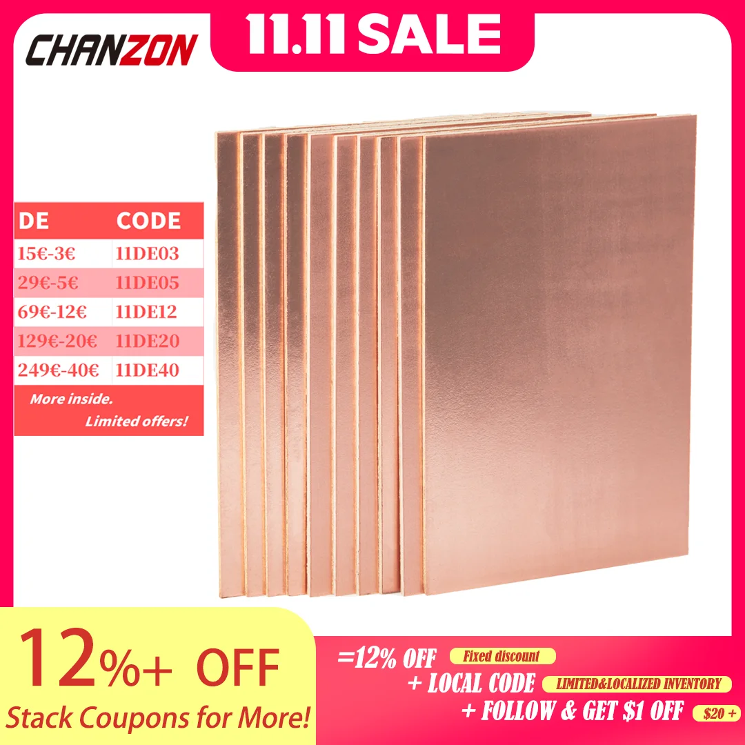 10 Pcs 7x10cm 단면 구리 클래드 라미네이트 PCB 도금 범용 회로 프로토 타입 보드 18UM PF 에칭 DIY 키트