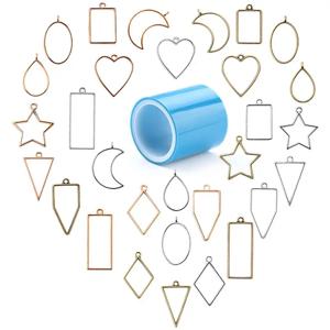 세트 실버/골드 컬러 기하학적 모양 금속 에폭시 금형 보석 만들기 용품에 대한 Traceless 테이프 수제 DIY 액세서리