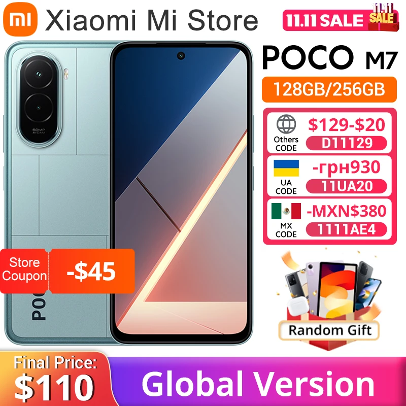 포코 M7 글로벌 버전 스냅드래곤 685 스마트폰 몰입형 6.9인치 144Hz FHD+ 디스플레이 7000mAh 배터리 NFC 33W 충전