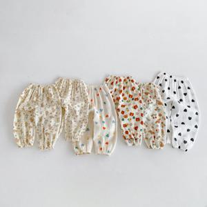 아기 소년과 소녀 여름 의류 어린이 모기 방지 바지 느슨한 캐주얼 인쇄 만화 바지 아동 의류 하렘 바지