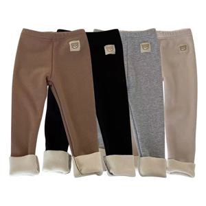 어린이용 따뜻한 봉제 단색 바지, 귀여운 동물 만화, 신축성 있고 편안함, 가을 및 겨울 시즌, 1-8 세 패션