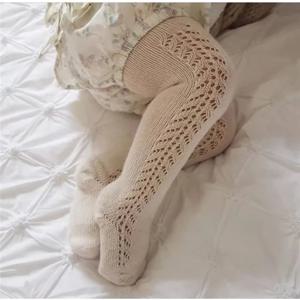 가을 코튼 스타킹, 유아 스타킹, 통기성 단색, 귀여운 유아 할로우 공주 팬티 스타킹, 0-6 세