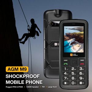 AGM M9 견고한 전화 2G 러시아어 또는 영어 키보드 GSM 핸드폰 2.4 인치 화면 듀얼 Sim 대형 버튼 노인을위한 저렴한 핸드폰