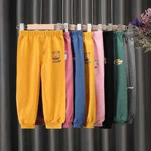 베이비 키즈 바지 소년과 소녀를위한 남여 캐주얼 긴 바지 봄 가을 탄성 허리 만화 동물 카프리 아동복