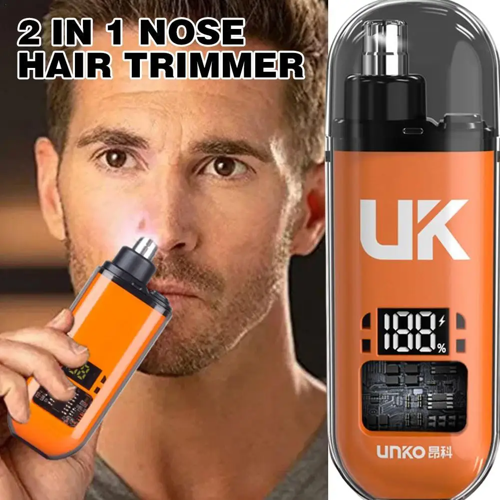 남성용 휴대용 전기 코 헤어 트리머, USB 충전 코 귀 헤어 눈썹 트리머, 충전식 무통