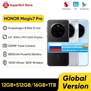 2025 새로운 HONOR Magic7 Pro 글로벌 버전 5G 스마트폰 Magic 7 Pro Snapdragon 8 Elite 6.8'' 120Hz OLED 디스플레이 100W 고속 충전