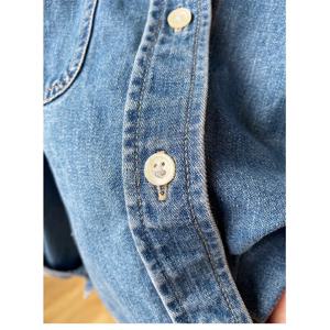 블루 워시드 코튼 데님 재킷 여성용 봄 가을 루즈 숏 스타일 핸드백 스토어 한국 패션 여성용 탑 코트