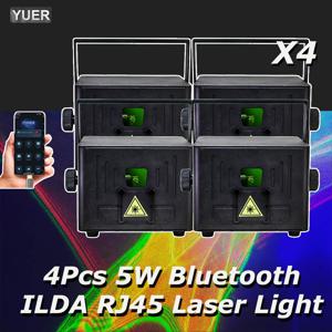 4 개/몫 5W 블루투스 APP ILDA 제어 애니메이션 빔 스캐너 무대 RGB 레이저 광 프로젝터 DJ 디스코 BarParty 크리스마스 쇼 램프