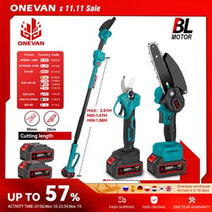 ONEVAN 3500W 브러시리스 텔레스코픽 폴 전기 전기 톱 3-IN-1 높은 분기 가위 21V 18V 배터리 용 정원 가지 치기 도구