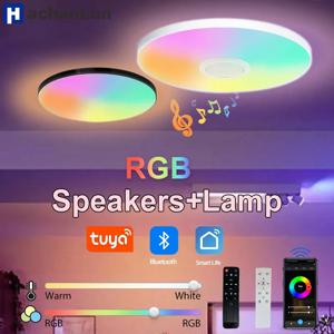 LED 빛 RGB 스마트 천장 조명 스피커 30W 36W 오디오 음악 재생 TUYA APP 블루투스 WIFI 홈 장식 침실 거실