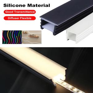 1M-5M 임베디드 LED 네온 튜브 블랙 화이트 소프트 매입형 IP65방수 실리콘 채널 5050 COB 유연한 리본 스트립 라이트