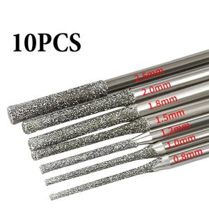 10PCS 0.8-2.5mm 에머리 드릴 비트 2.35mm 생크 유리 옥 앰버 쥬얼리 다이아몬드 드릴 비트 하드웨어 전동 공구 액세서리