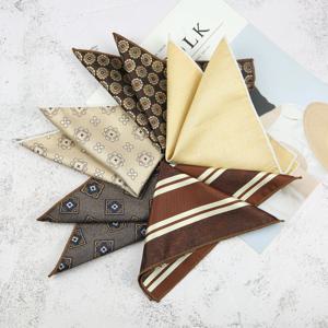 마이야르 남성 정장 포켓 타월 드레스 가슴 타월 레트로 정장 커피 패턴 작은 사각형 스카프 웨딩 패션 22*22cm