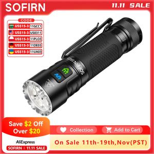 SOFIRN SR23 듀얼 라이트 손전등 3300lm 백색 투광 조명 및 365nm UV 라이트 21700 USB C 충전식 EDC 램프(자석 테일캡 포함)