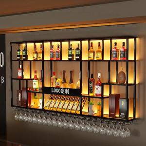 레트로 바 캐비닛 현대 금속 산업 스타일 뷔페 음료 저장 럭셔리 벽 마운트 와인 랙 골드 Wijnkast 클럽 가구