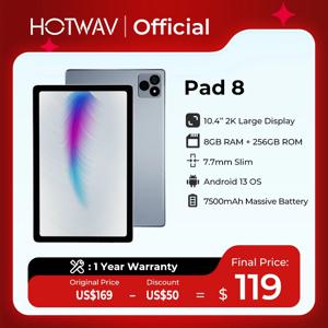[클리어런스 세일] HOTWAV Pad 8 태블릿 10.4인치 2K 대화면 7.7mm 패드 8GB 256GB 7500mAh 대용량 배터리 안드로이드 13 태블릿 PC