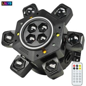 180w 6-Arm 디스코 빔 비 아이 회전 무대 조명 DMX512 RGBW 빔 + RG 레이저 + 흰색/따뜻한 흰색 플래시 + RGB 라이트 스트립