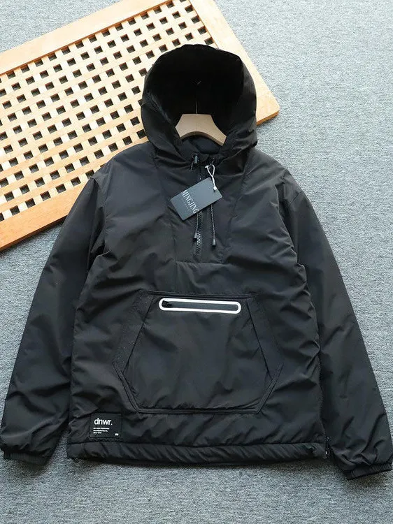 남성용 두꺼운 면 재킷 야외 방풍 방수 후드 캐주얼 루즈핏 지퍼 클로저 솔리드 컬러 청년 패션