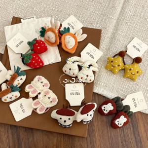 소녀를위한 만화 토끼 탄성 헤어 밴드 헤어 액세서리 Scrunchies 포니 테일 홀더 어린이 면화 헤어 타이 고무 밴드