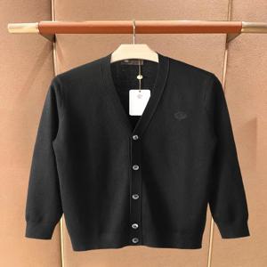 로로 남성용 고급 울 브이넥 니트 오픈 가디건 심플하고 우아한 디자인 부드럽고 편안한 느낌 겨울 패션 남성 니트웨어