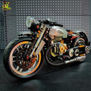 HUIQIBAO 808PCS MOC 기술 오토바이 빌딩 모델 블록 도시 모토 레이서 벽돌 장난감 어린이를위한 소년 어린이 성인 자동차 세트