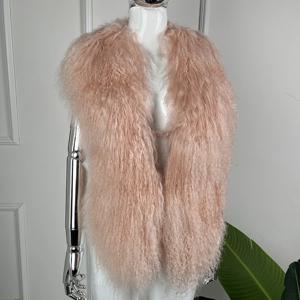 몽골리안 천연 모피 조끼 섹시한 딥 V넥 백리스 밴디지 슬리브리스 재킷 신상품 진짜 양털 홀터탑 조끼