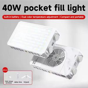 40W LED 카메라 라이트 2500K-9000K 바이컬러 4400mAh 비디오 라이트 CCT 핸들 사진 촬영 램프 휴대용 보조광 냉각 팬 포함