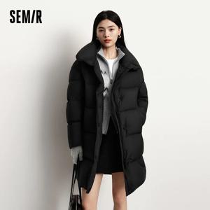 세미르 다운 재킷 여성 겨울 롱 구스 다운 90% 다운 스탠드 칼라 오버사이즈 방수 오일프루프 2025 신상 여성복