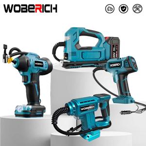 새로운 무선 전기 에어 펌프 LED 자동차 자전거 타이어 공용 휴대용 자동차 타이어 인플레이터 에어 컴프레서 마키타 18V 배터리용